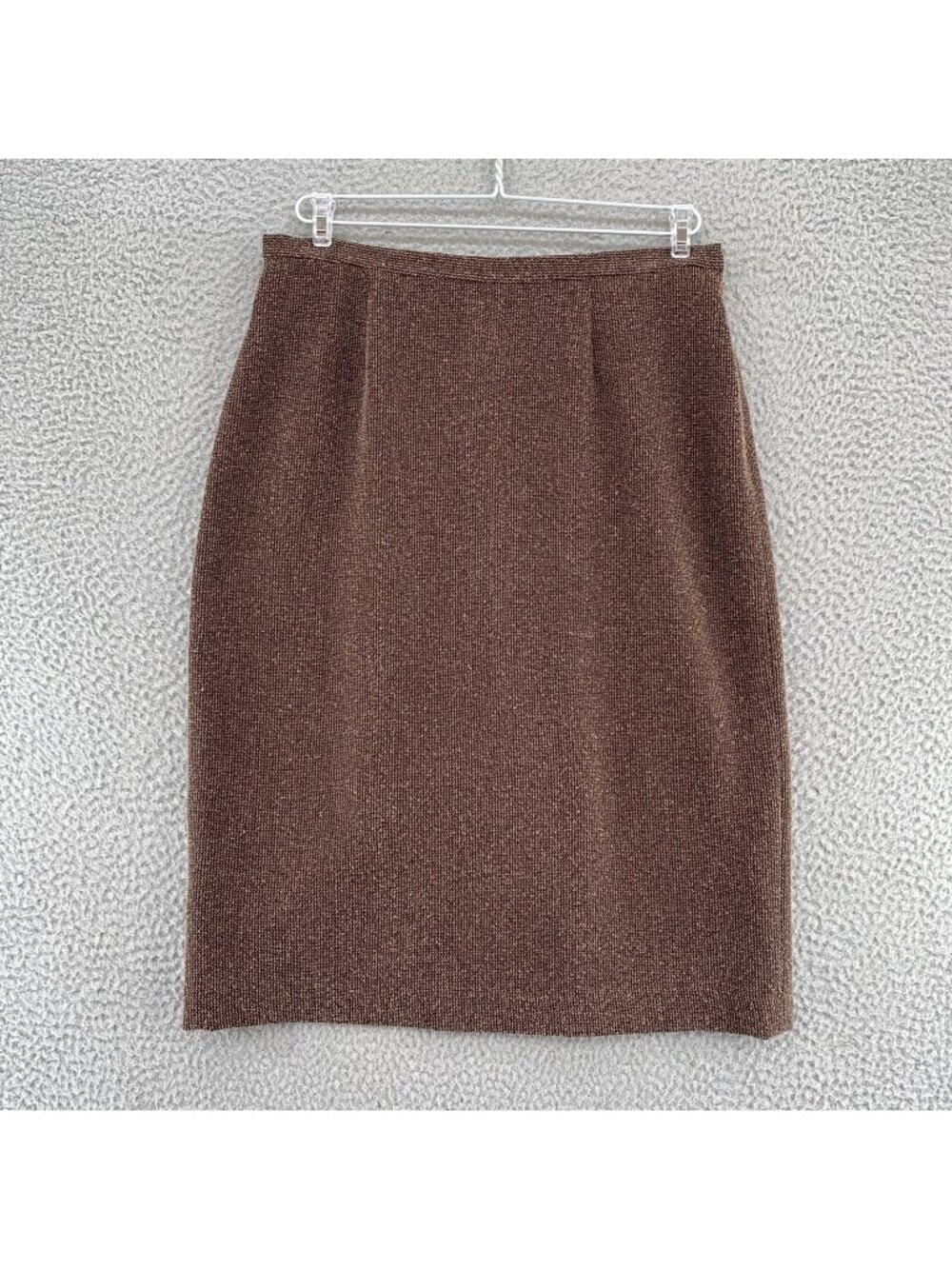Kasper Skirt Womens 10 Brown Textured Midi Pencil Straight Office Career Work